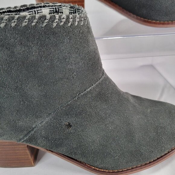 Toms Women's Leila Boot Womens 7 Block Heel Gray Suede Bootie Comfy Boho Shoe - Picture 4 of 13